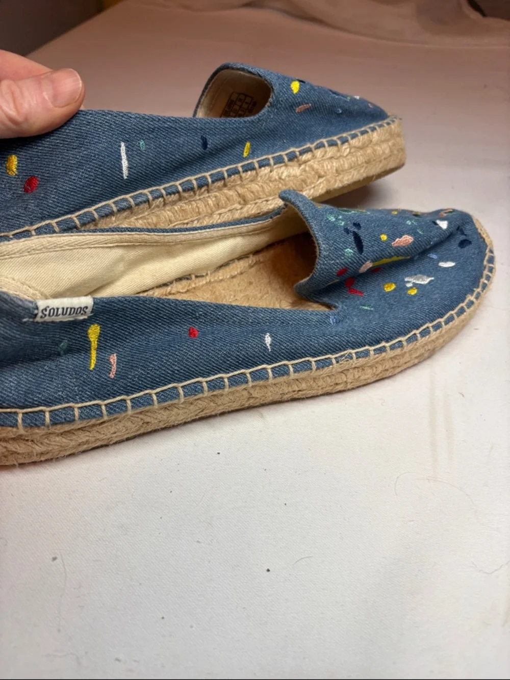Soludos Blue embroidered espadrille Flats Size 10